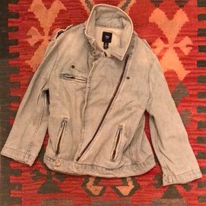 Gap Acid Wash Motorcycle Jean Jacket
